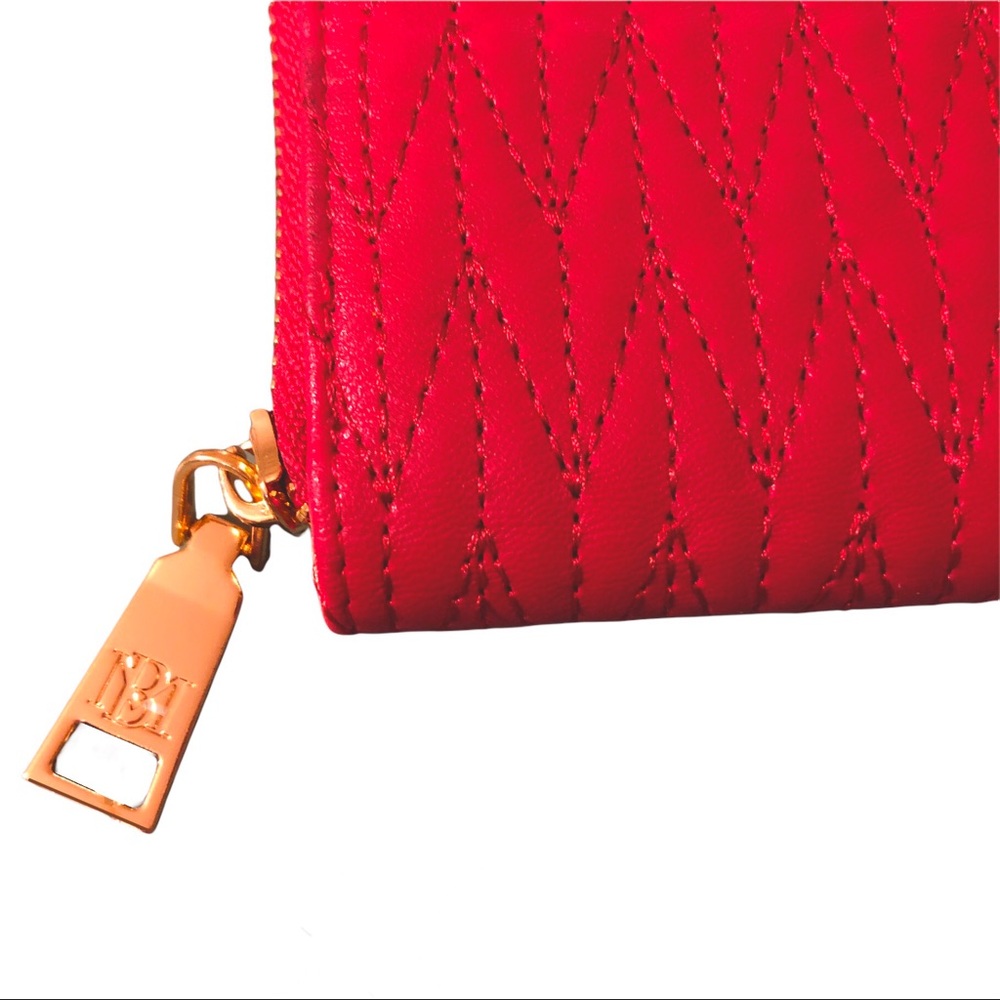Red Braid Quilting Long Wallet / Credit Card Holder BADGLEY MISCHKA STUDIO - Picture 6 of 10